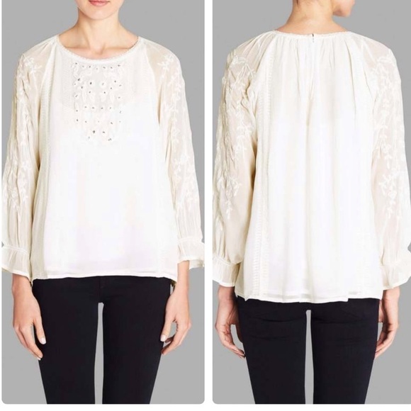 Joie‎ Metta White Embroidered Blouse Size Small - Picture 1 of 12